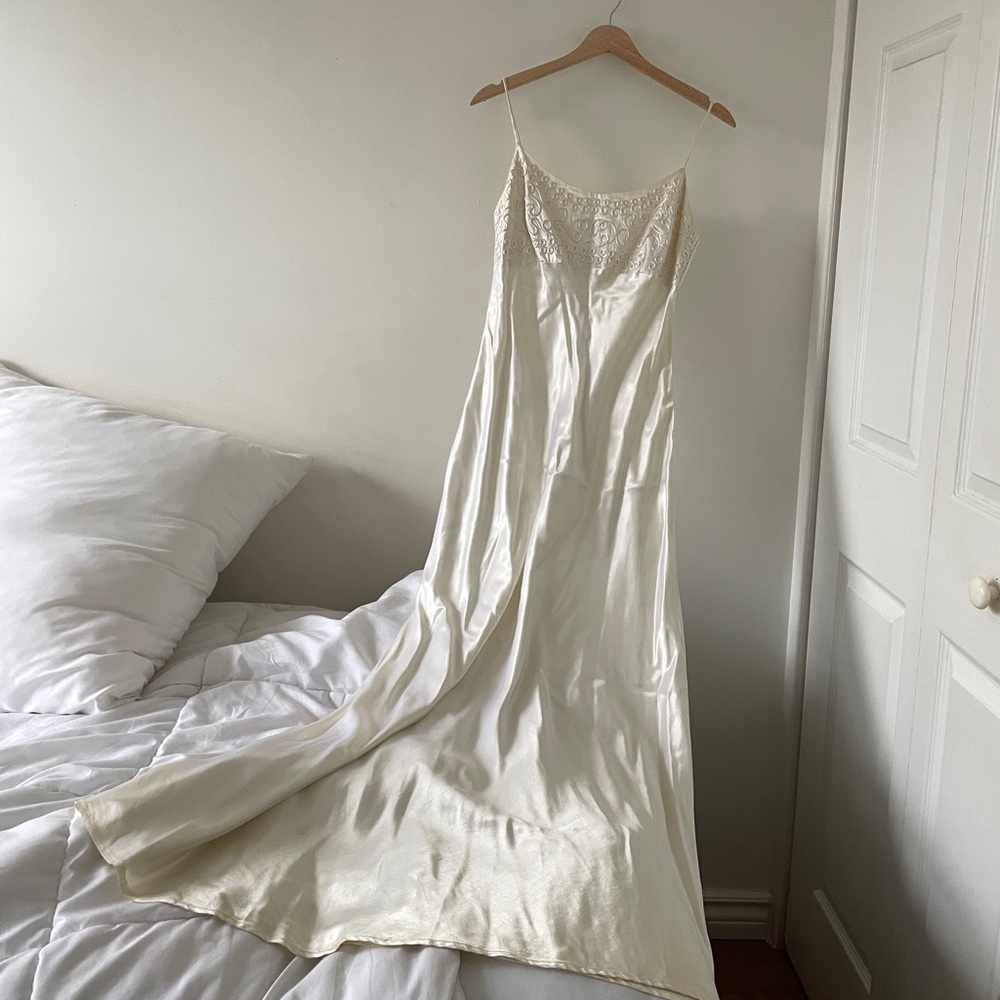 Elegant Cream Satin Slip Dress